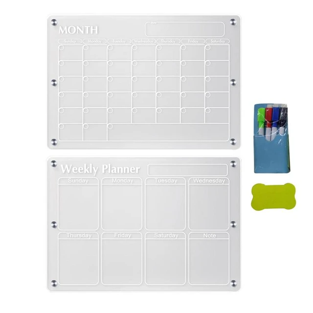 Acrylic Dry Erase Calendar Transparent Magnetic Calendar For Fridge Workout  Board With Line Wall Fridge Organization - AliExpress