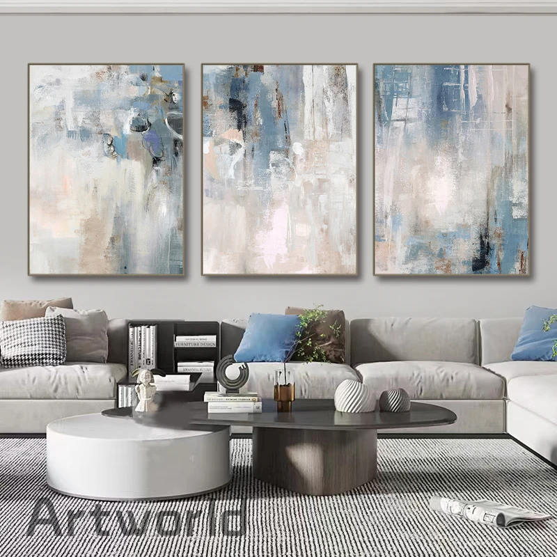 ModernNordicAbstractArtGreyCanvasWallArtPosterPicturePrint