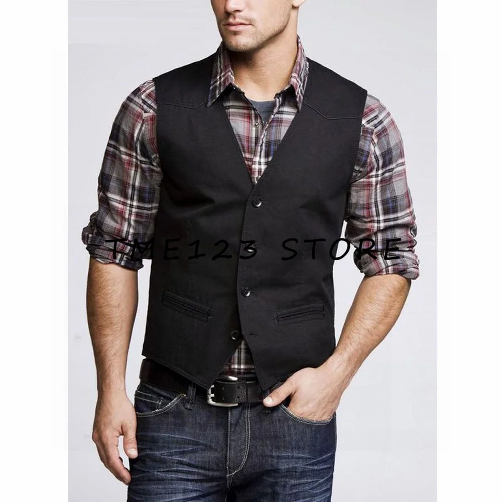 Men's Suit Vest Stand Collar Retro Slim Fit Sleeveless Steampunk Vest Wedding Groom Vest for men Waistcoat