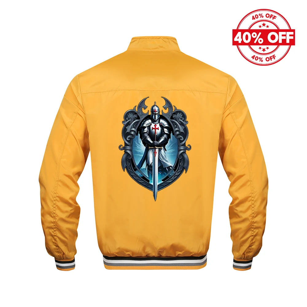 Solid Color Hoodie Coat for Men with Knights Templar Logo