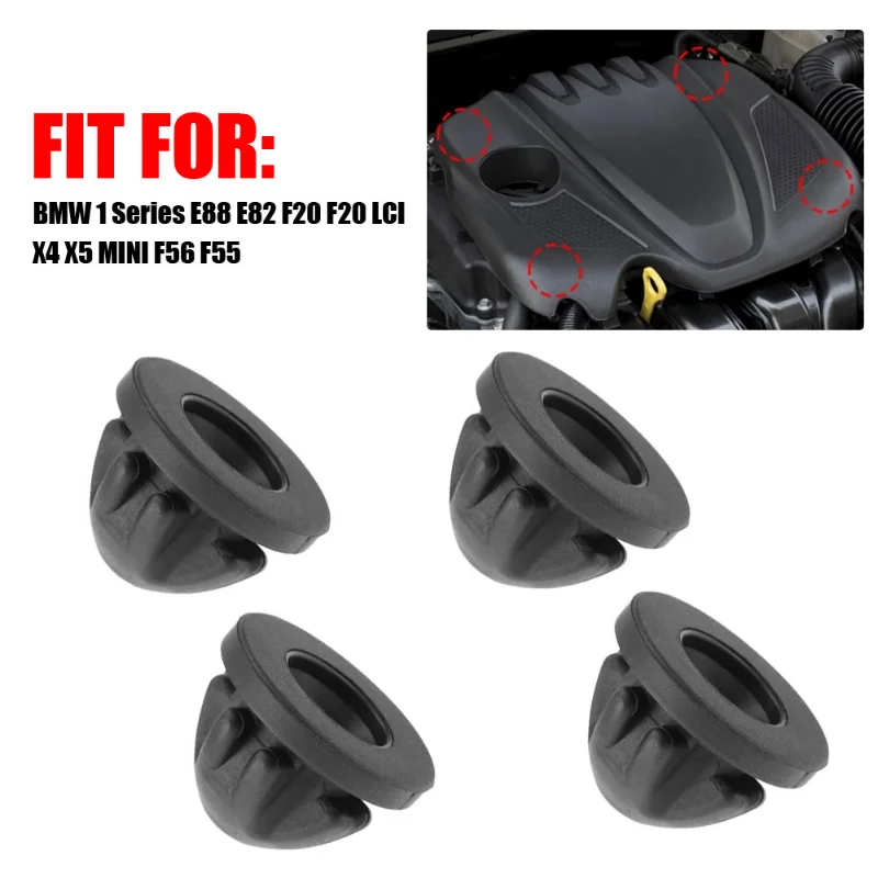 4pcs Car Engine Cover Rubber Mount Grommets Bush Bump Stop Accessories for BMW 1 Series E88 E82
