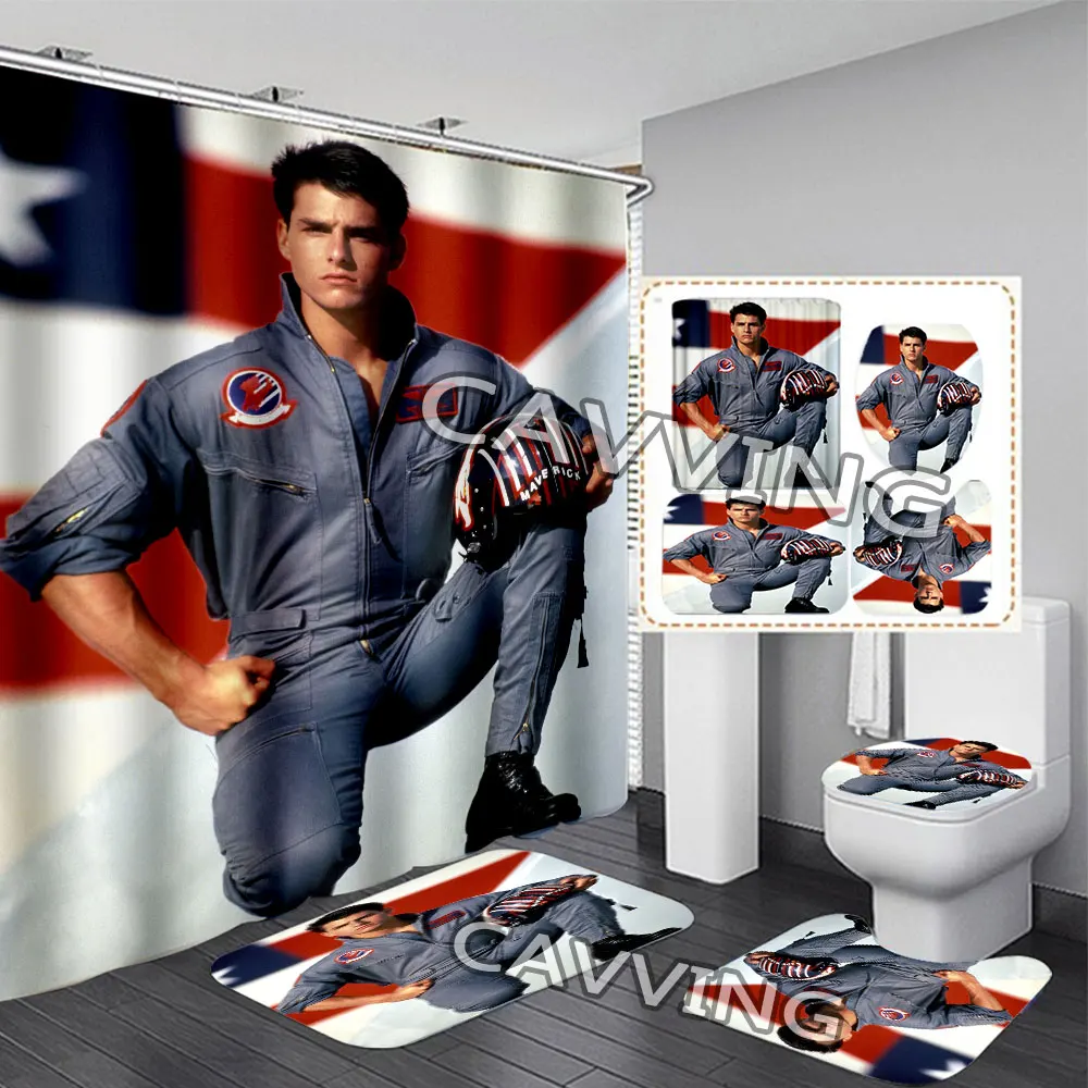 

TOP GUN 3D занавеска для душа s, водонепроницаемая занавеска для ванной, комплект Противоскользящих ковриков для ванной комнаты, коврики для туалета, ковер, домашний декор J01