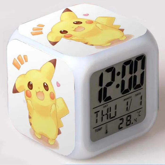 decorative night lights Pokemon Night Light Colorful Color Changing Alarm Clock Pikachu Student Children's Bedroom Desktop Decoration Birthday Gifts night lamp Night Lights