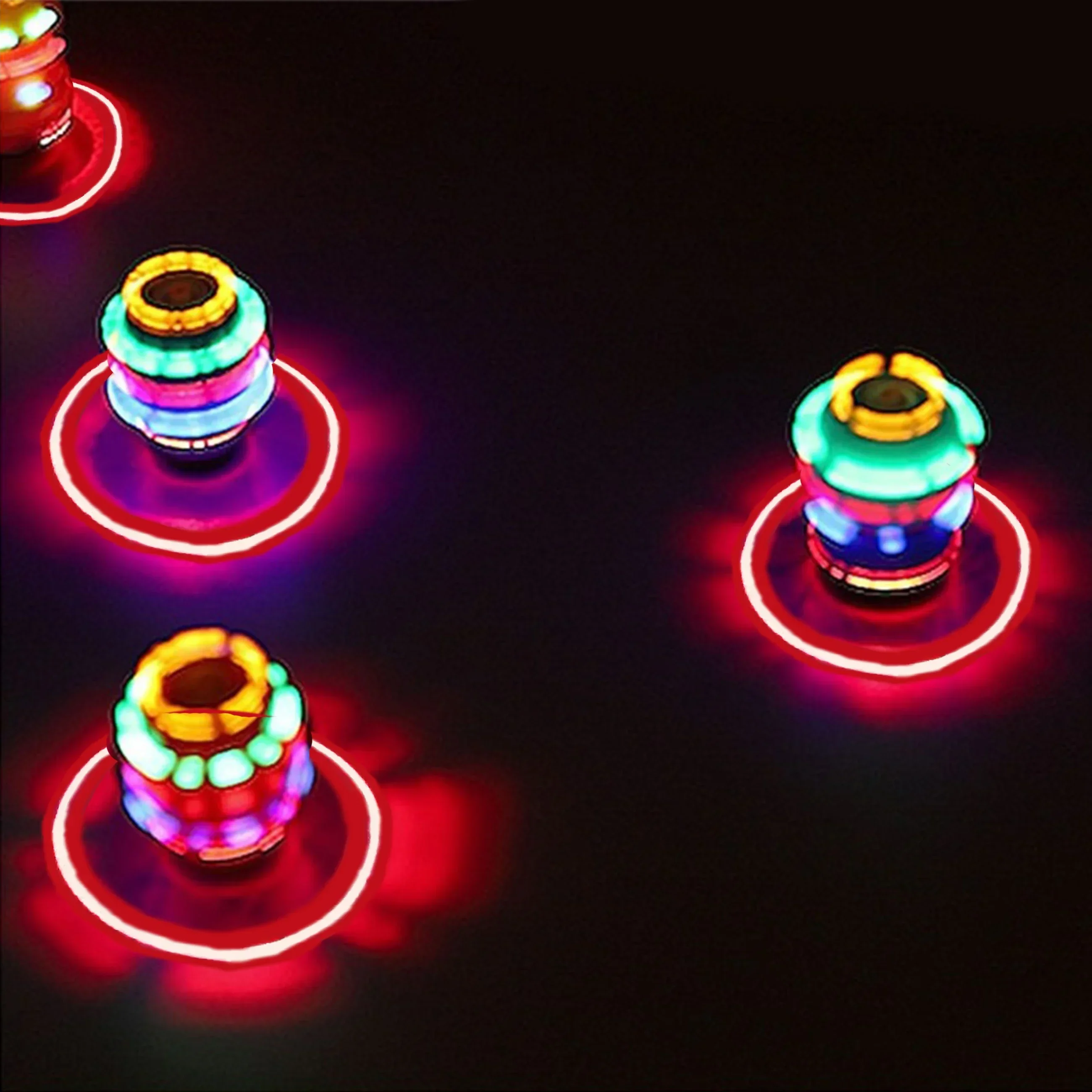 LED 스피닝 탑 플래싱 라이트 음악 피규어, 발 순찰 자이로 장난감, 모델 런처, 야간에도 빛나는 회전 어린이 장난감, 12PCs/BOX