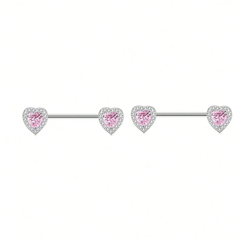 2pcs Stainless Steel Pink Nipple Piercing Jewelry Heart Wings Niplple Barbell Moon Devil Nipple Rings Stud Body  Pezon Mujer