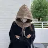 Ladies Scarf Hat Cozy Thicken Imitation Cashmere Scarf Hat Set for Women Winter Warm Wool Pullover Windproof Drawstring Scarf 4
