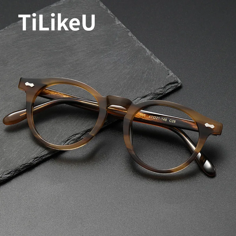 

Japanese Handmade Acetate Glasses Frame Retro Oval Frame Fashion Tortoiseshell Color Optics Prescription Glasses Frame Men Women