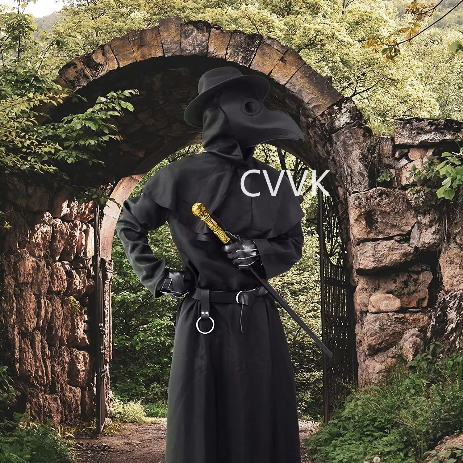 

Adult Plague Doctor Cosplay Costume Medieval Hooded Robe Steampunk Bird Beak Mask Halloween Carnival Party Outfits