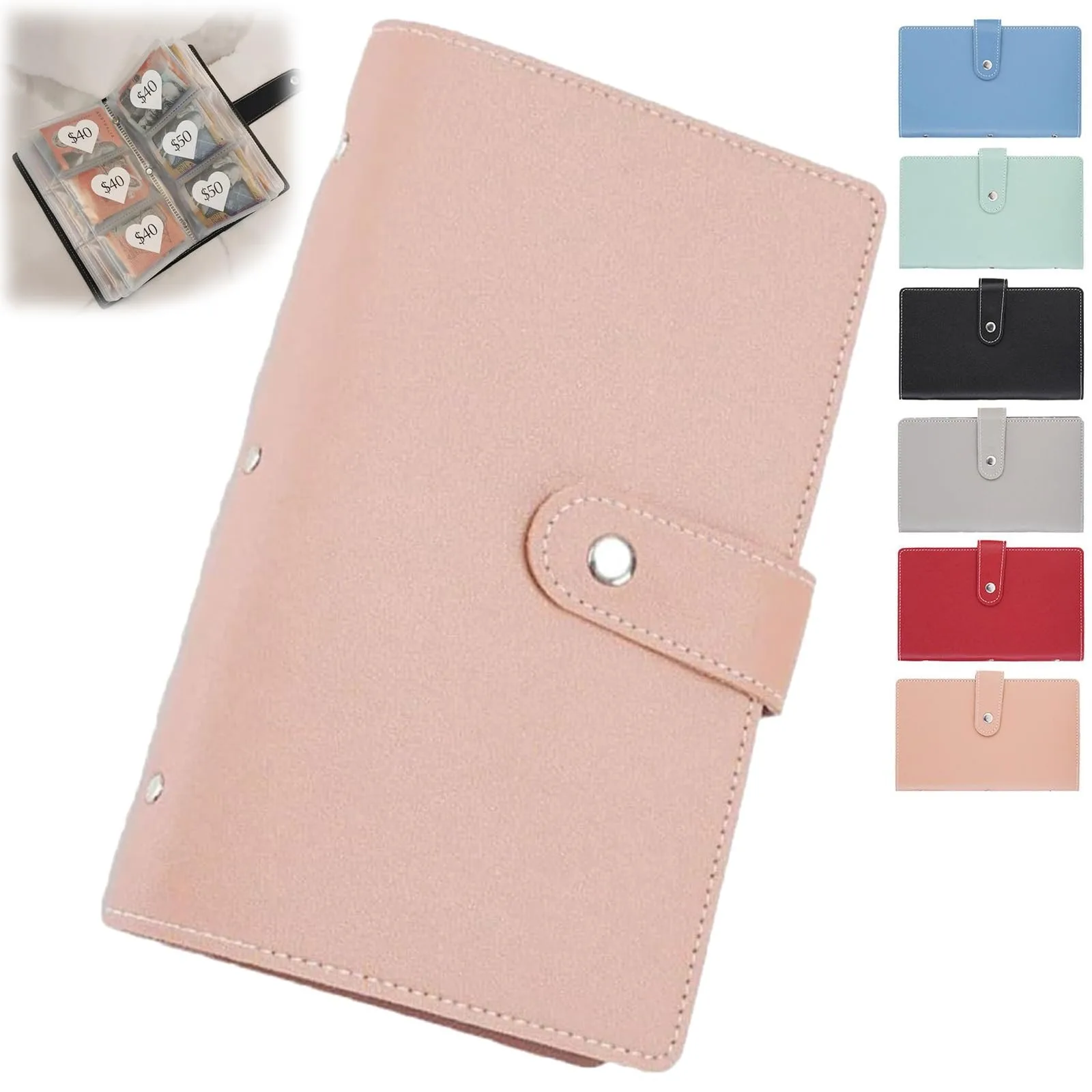 남녀공용 돈 절약 챌린지 북, 가죽 클립, 돈 절약 바인더, 카드 보관 가방, 96 봉투 