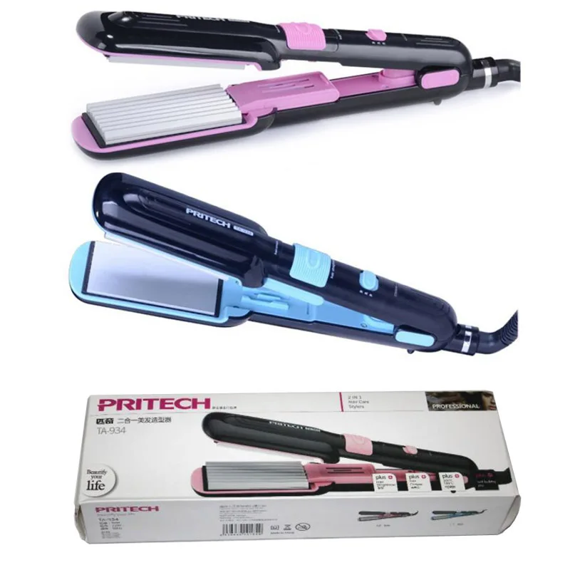 

PRITECH TA-934 2in1 Hair Salon Ceramic Curling Styler Wave Straightener Curler Corn Wave Interchangeable Curling Irons Crimpers