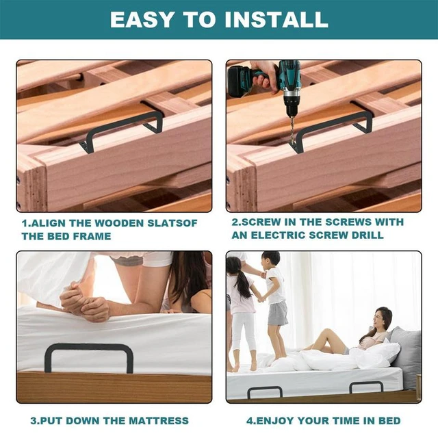 Mattress Anti-Slip Retainer Bar: 4pcs Easy to Install Metal Non-Slip Mattress Gripper - Mattress Retainer Fits Most Wooden Bed Frames