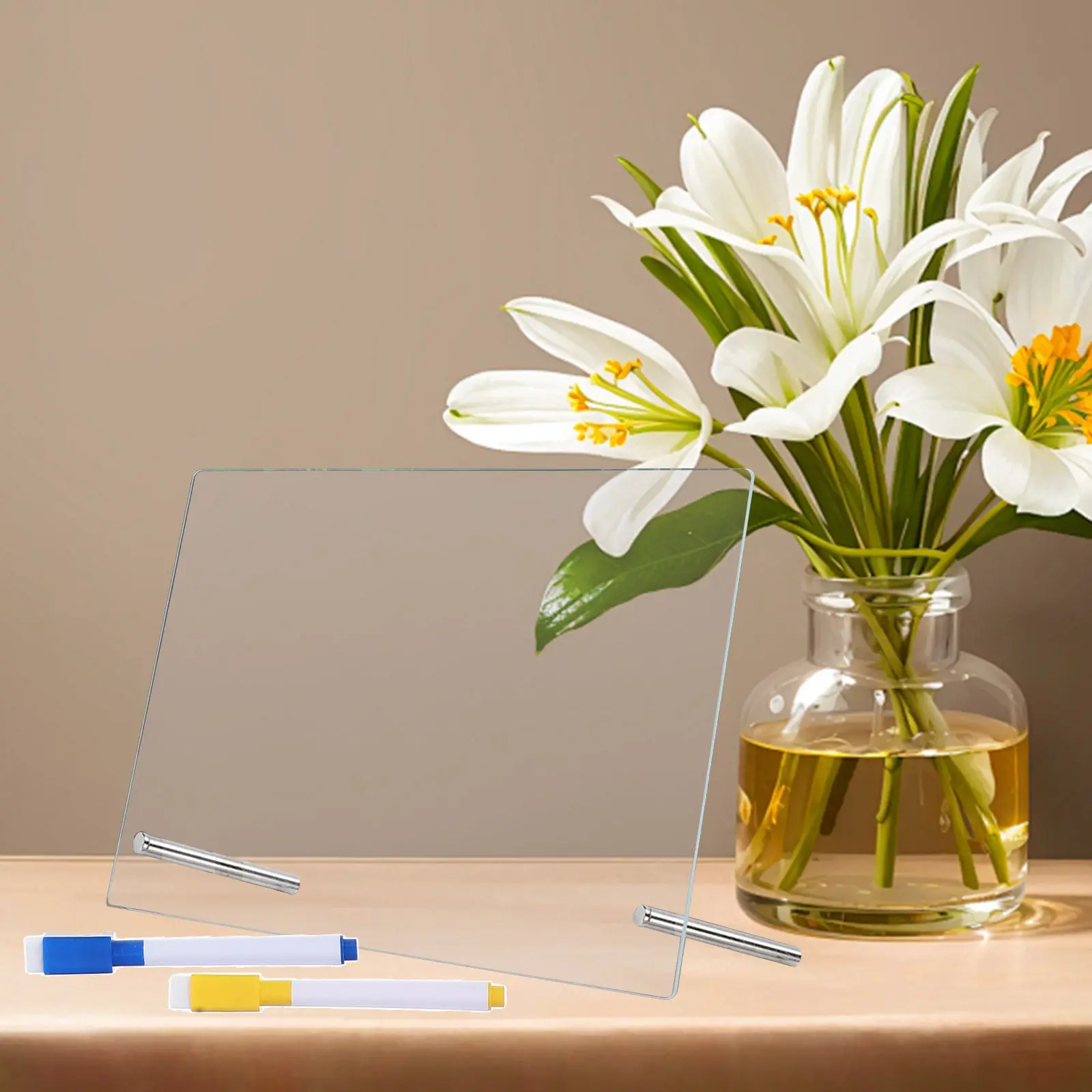 1세트 아크릴 데스크탑 화이트보드 드라이 이레이즈 테이블탑 플래너 보드(메모, 일정, 할 일 목록, 가족 소통, 사무실용)