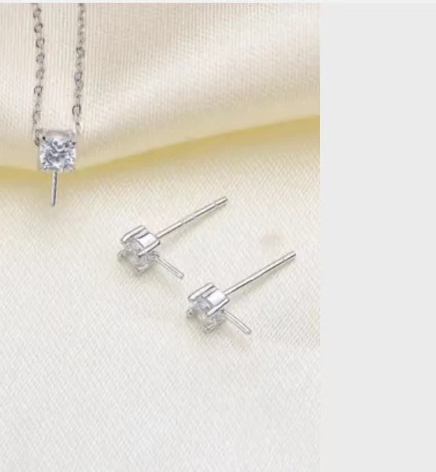 

Princess Stud Earrings with Pendant Settings Without Chain ONLY 2Pieces Sets 100Sets For VIP Buyer