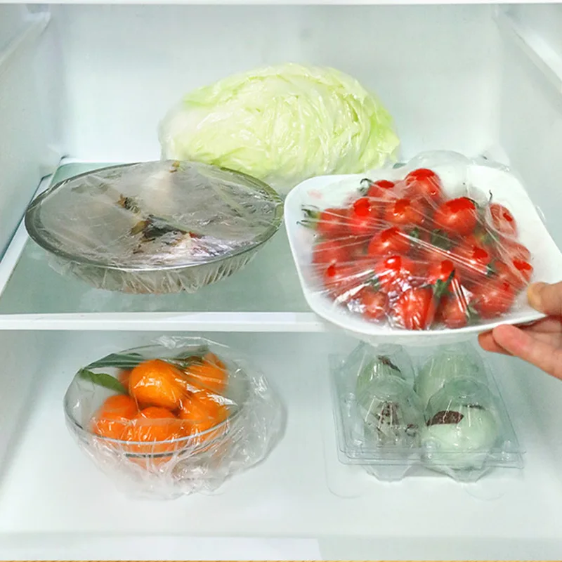 food storage covers 100pcs Disposable Fresh-keeping Cover Plastic Food Storage Covers Reusable Bowl Covers Stretch Lids Elastic Cover Bag