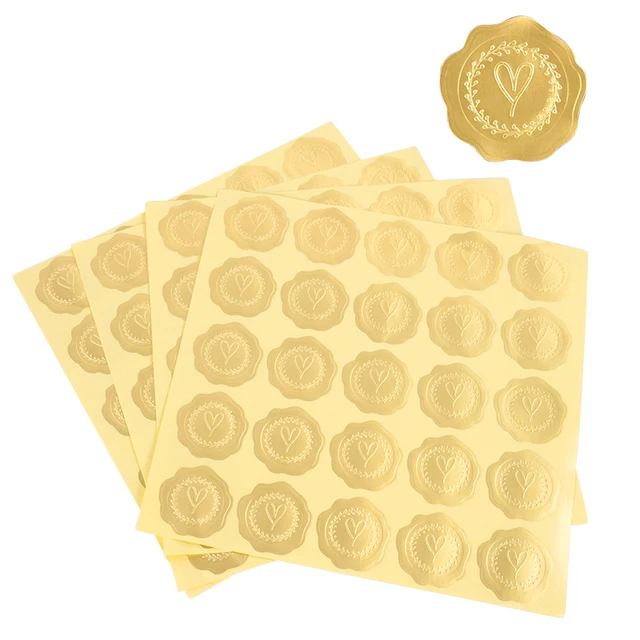 Heart Gold Sticker Glitter Envelopes Seal - Decorative Labels for