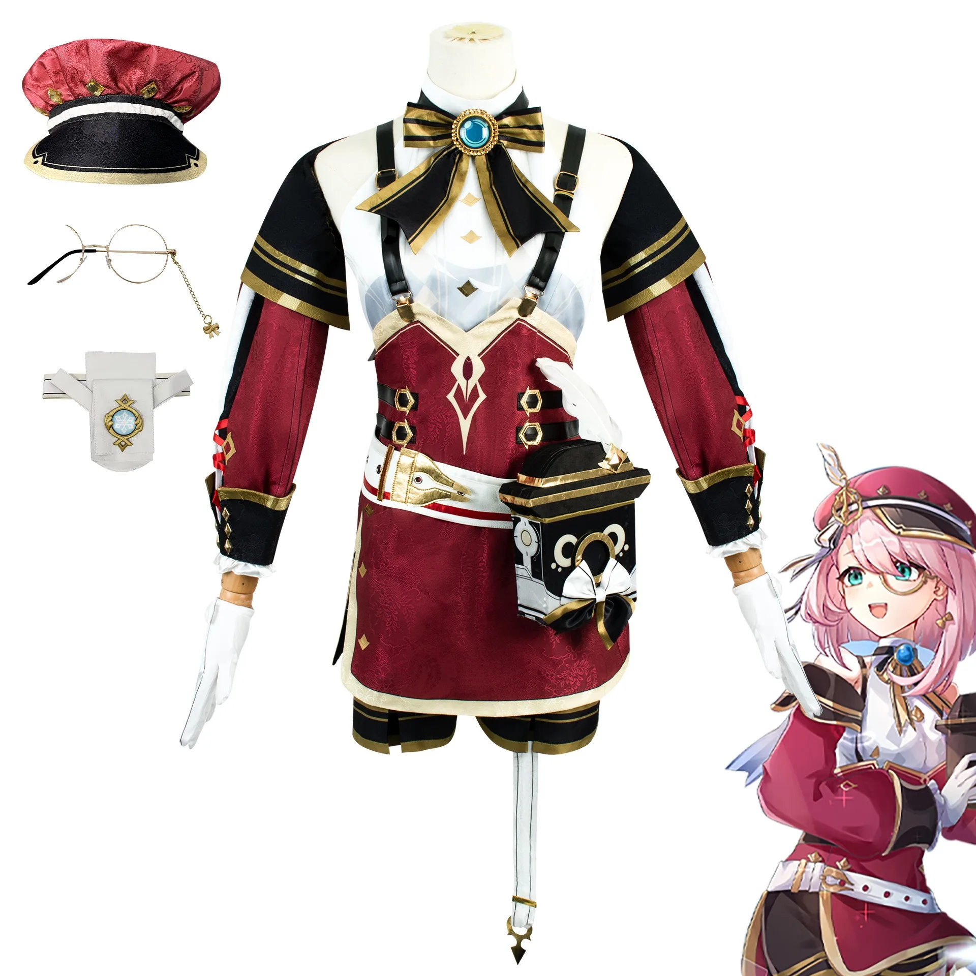 

Game Impact Charlotte Cosplay Costume Full Set Uniform Outfit Cosplay Charlotte Costume With Hat XS-3XL In Stock