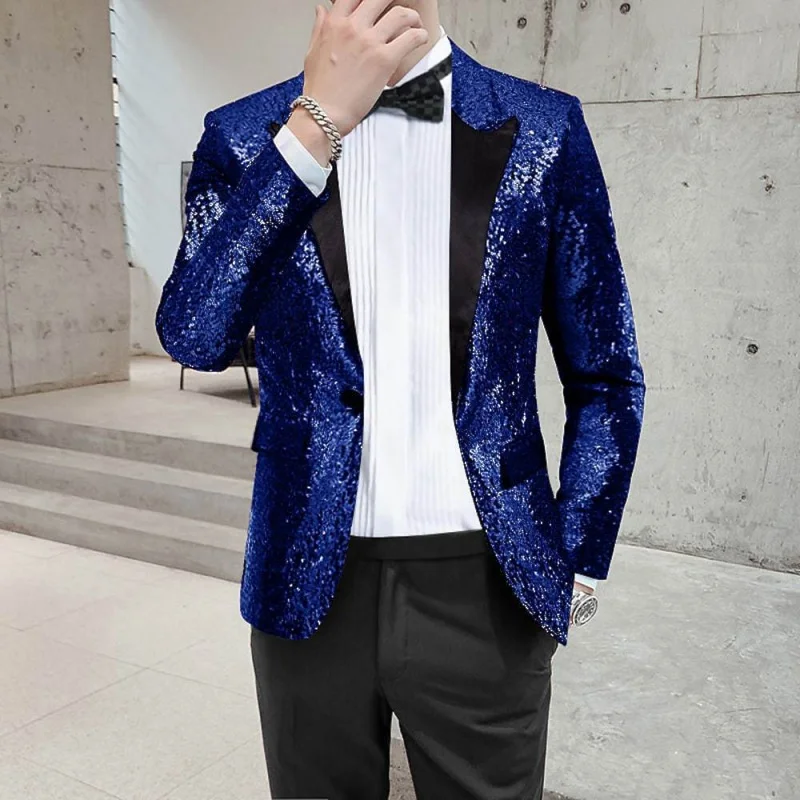 Sequined Personality Male Singer Dress Performance Suit Jacket Host Nightclub DJ Clothing Studio Suit Top Men