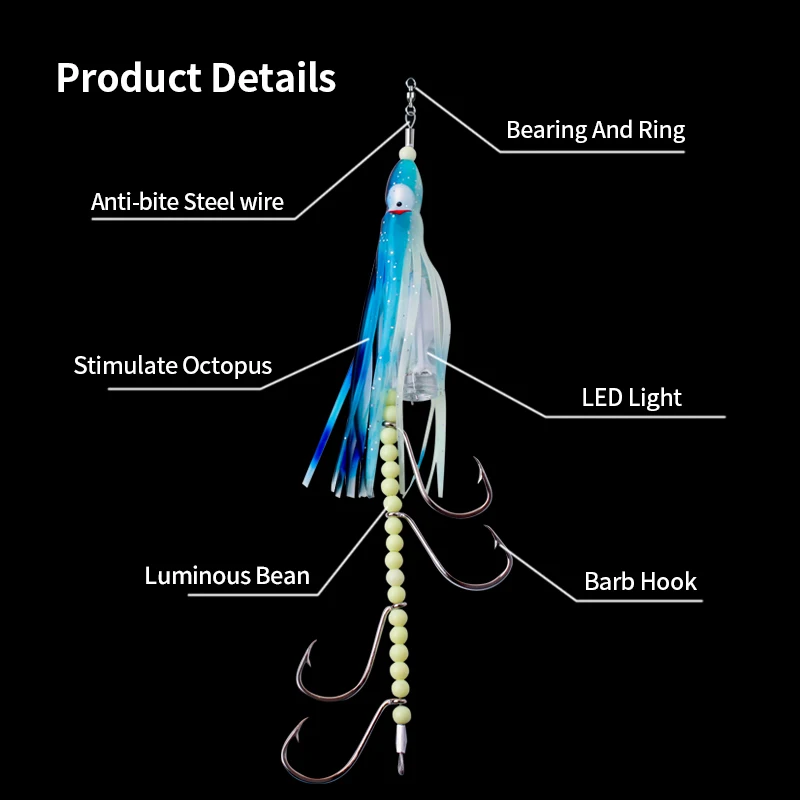 Ruke Fishing Tianya Hook Luminous 150/180/250/300g Jigs Luminous With LED Lights High Carbon Steel For Sea Saltwater Freshwater