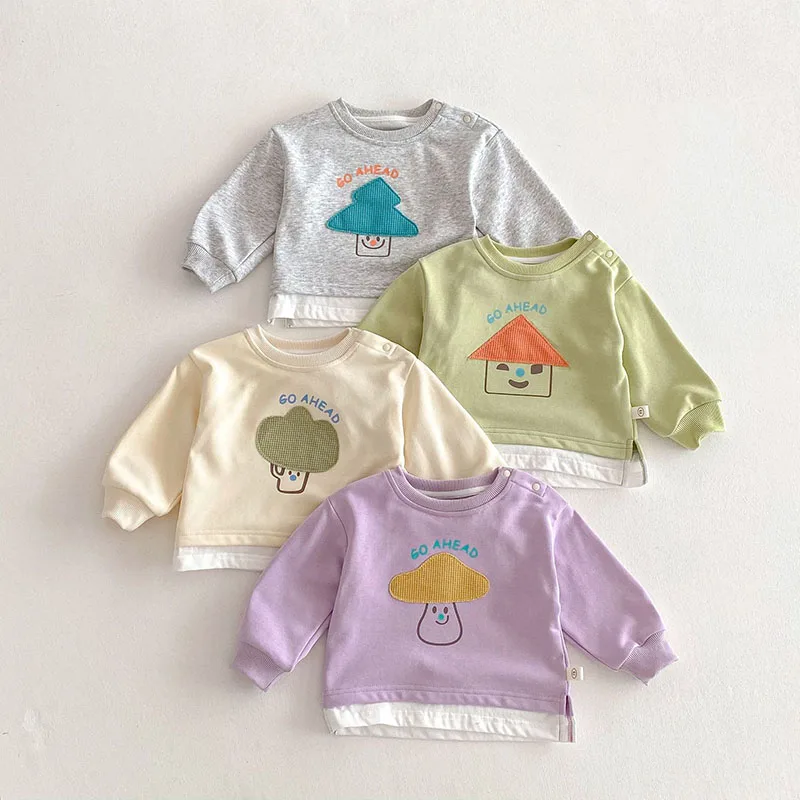 Cute Cartoon Patch Kids Hoodie Sweatshirt for Boys and Girls
