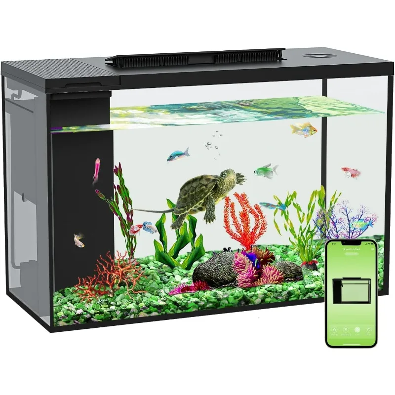 4.5 Gallon Betta Fish Tank Self Cleaning, Aquarium Kit Smart Aquarium That Supports Bluetooth, Small Fish Tank with Filter Light 1