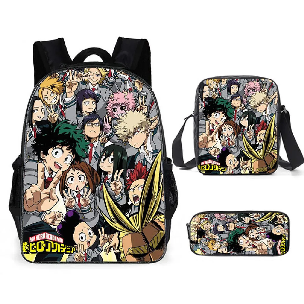 

3D Print Cartoon Popular Cool My Hero Academia 3pcs/Set Backpack School Student Bookbag Laptop Daypack Shoulder Bag Pencil Case