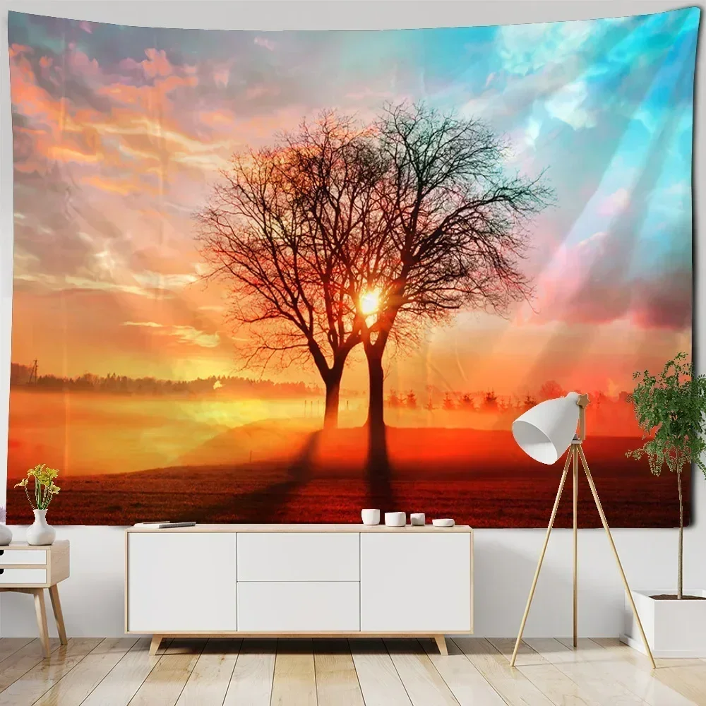 Starry landscape tapestry, dreamy home decoration, wall hanging, Bohemian hippie wall decoration, picnic mattress, bed sheet