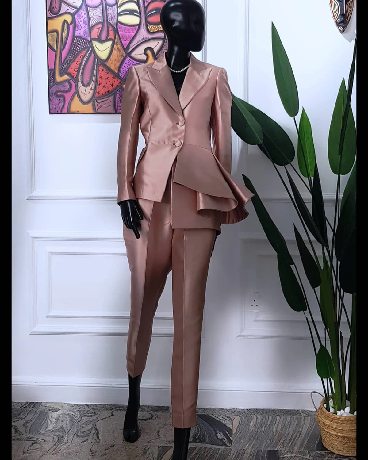 Fashion Slim Fit Mother of Bride Dresses mother bride dresses Peaked Lapel Single Breasted Jacket Plus Size African Casual Women Blazer 2 Piece Set