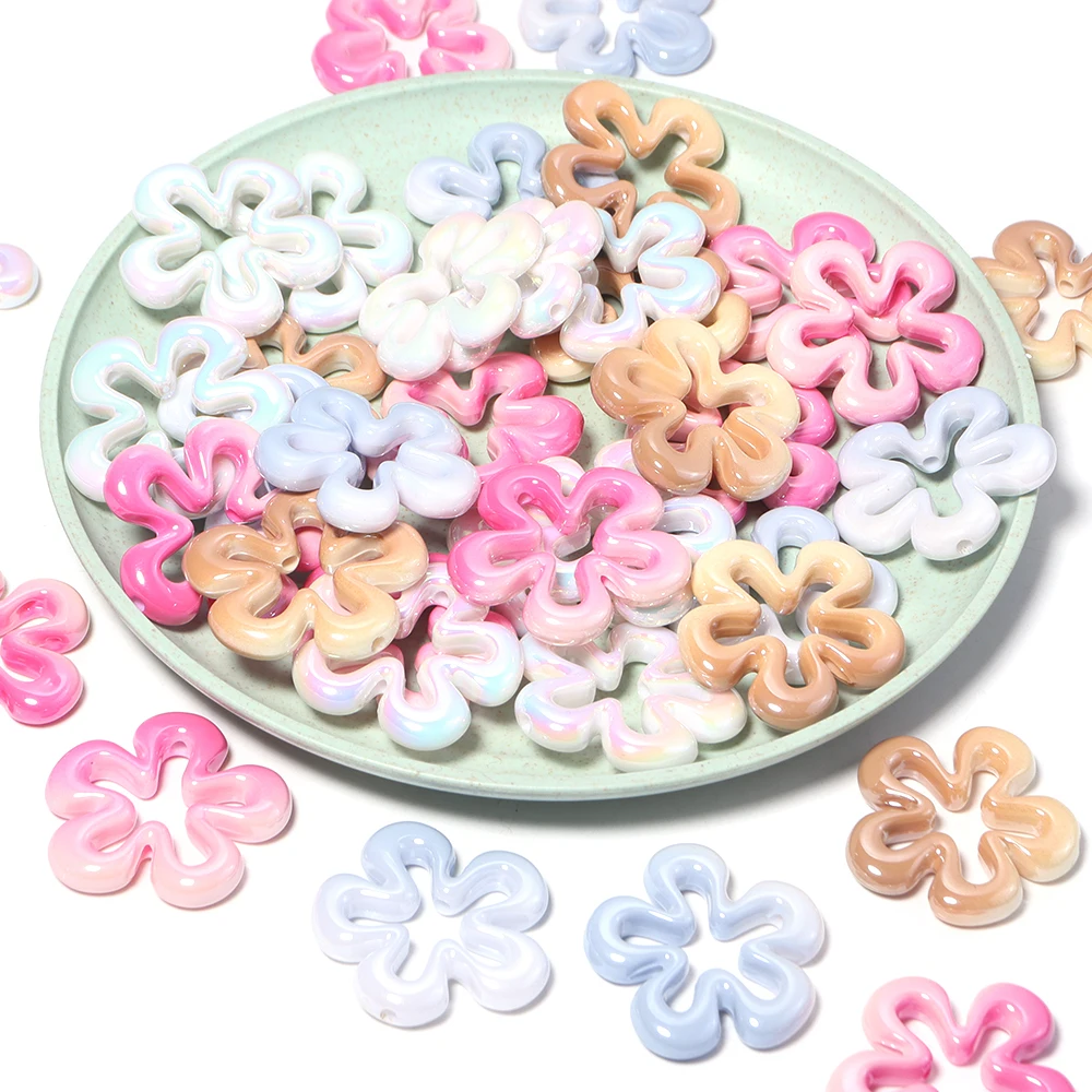 아크릴 속이 빈 그라데이션 컬러 큰 꽃 핸드페인팅 비즈 DIY 장 DIY 핸드메이드 액세서리 재료