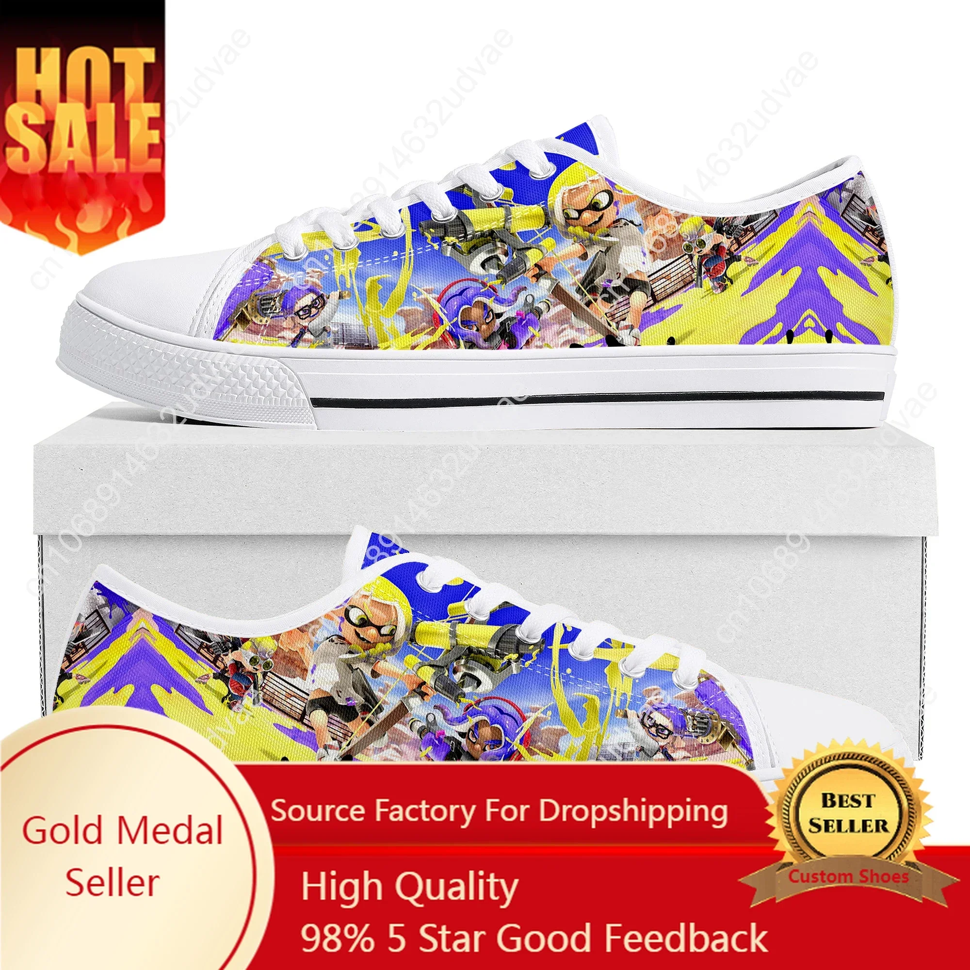 Splatoons Game Low Top Quality Sneakers Mens Womens Teenager High Quality Canvas Sneaker Casual Couple Shoes Custom Shoe