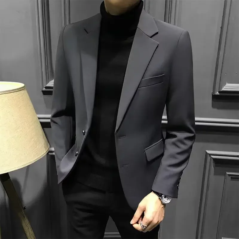 Slim Fit Casual Style Gold Thread Embroidered Youth Fashionable Spring Autumn Business Suit Jacket Korean Version Single Button
