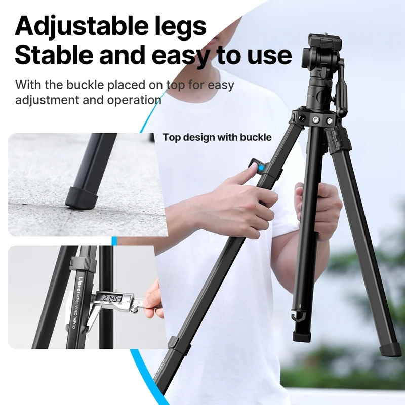 Ulanzi MT-65 1.76M Bluetooth Remote Control Tripod DSLR Camera Phone Video Tripod Extended Arm Horizontal Tripod