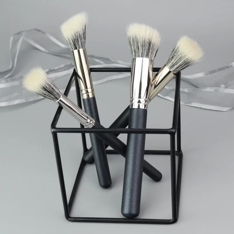 Wooden Handle Makeup Brush Double Layer Bionic Nylon Soft Fiber Hair Flat  Head Stipple Brush,for Girl Cosmetic Beauty Tool - AliExpress