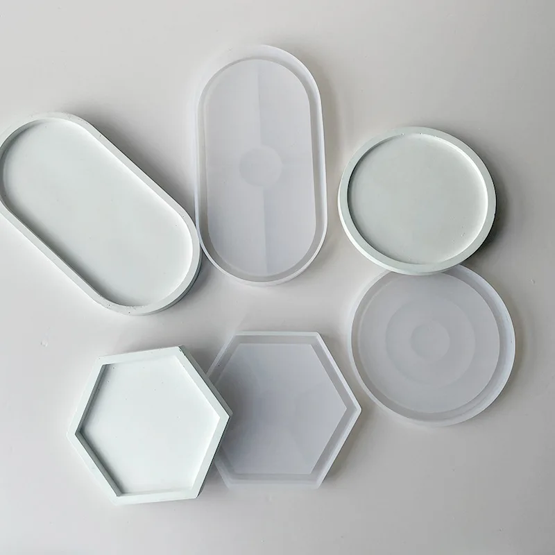 Geometric Coaster DIY Plaster Cement Tray Plate Mold Crystal Silicone Mold Polygon Epoxy Resin Pouring Home Decorations