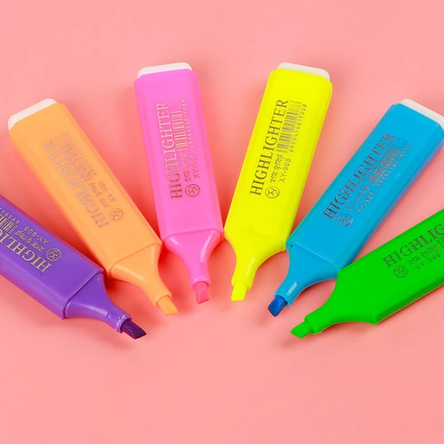 6pcs/set Tiny Markers With Fluorescent Colors & Cute Kawaii Design -  Perfect For Highlighting!