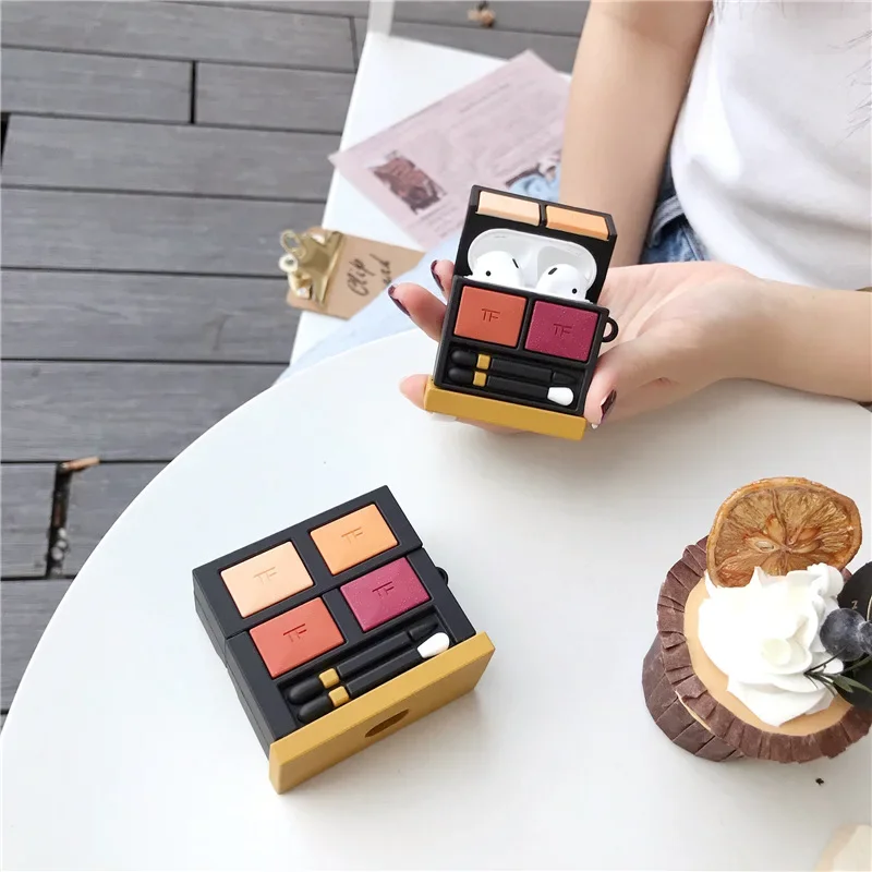 Fashion 3D brand eye shadow Perfume Bottle makeup case cover for airpods case1 2 Silicone wireless Bluetooth for airpods pro box