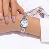 fashion silver steel bracelet band Roman scale dial quartz women watch 1