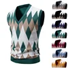 New Knitted Thread Men's Fashion Embroidery Color Matching V-neck Sleeveless Sweater Casual Lining Vest Men's Top 1