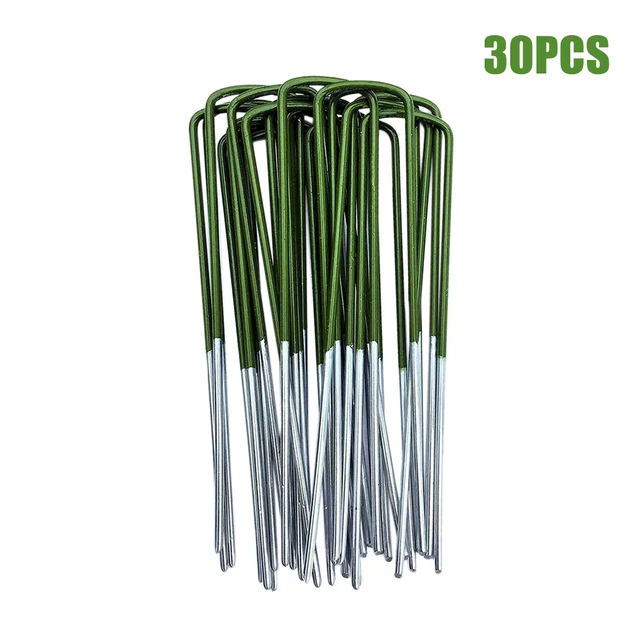 Helyezze Be 150X25X3 Mm -Es Gyepcsap Fél Zöld Kültéri U Alakú Horganyzott Acél, Mártasított Végű Mesterséges Fű Gyep Erős Rögzítés - Image 3