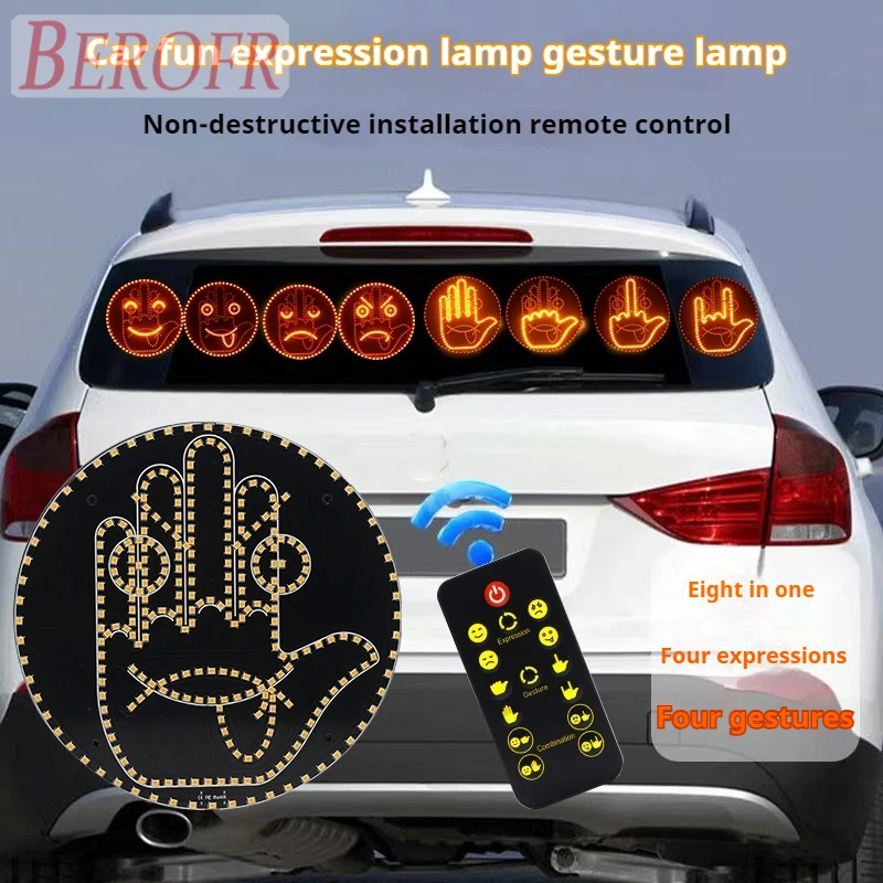 Creative Fun Three Models Gesture Lamp Car Interior Rear Windshield LED Hand Gesture Sign Middle Finger Sign Warning Brake Light