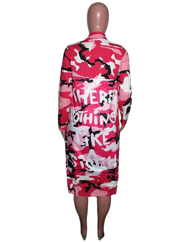 Wmstar Camouflage Trench Jacket Women Clothing 2023 Letter Print Coat Fashion Streetwear Long Style Tops Wholesale Dropshipping