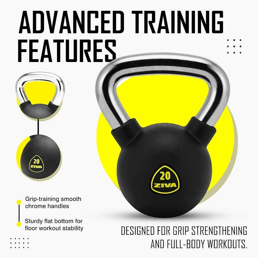 15lb Premium Kettlebell – Commercial Grade Rubber Urethane Coated Free Weights for Strength, Conditioning, Home Gym Workouts – A