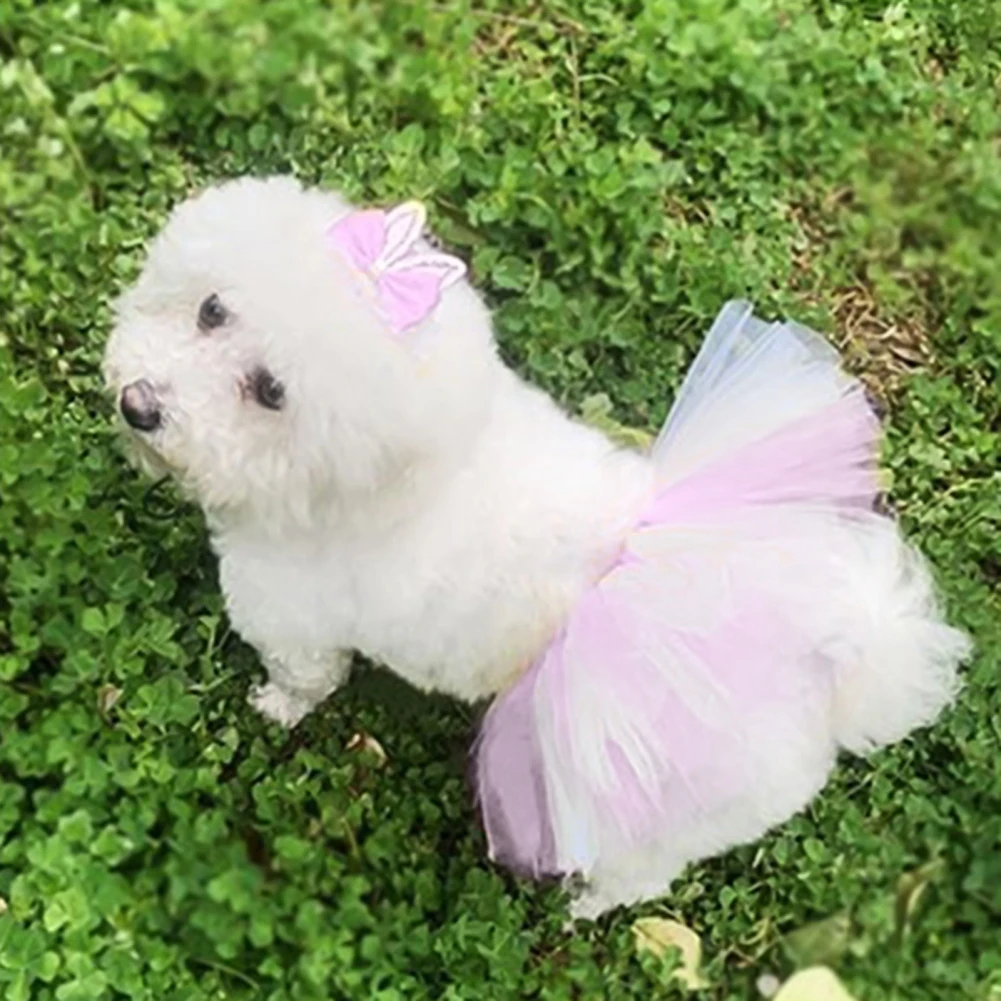 Dog Tutu Tulle Dress With Headwear Dog Costume Skirt For Puppy Cats Bunny Pet Outfit Birthday Princess Ballerina Dress Supplies