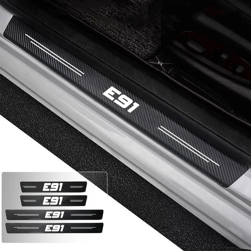 

Car Door Sill Carbon Fiber Sticker Threshold Side Anti Scratch Waterproof For BMW E91 Logo Trunk Bumper Scratch Guards Decals