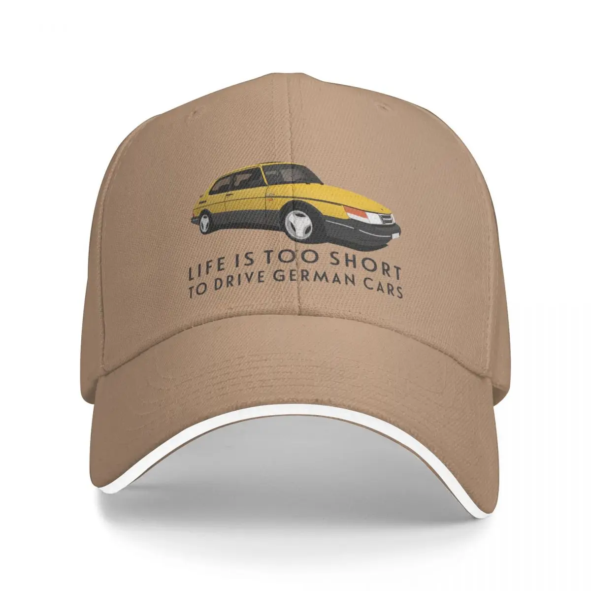 Life Is Too Short To Drive Auto Tedesche-Yellow Saab 900 Turbo 16 Aero Cappello Da Pescatore Berretto Da Baseball Alpinismo Uomo Cappello Da Donna