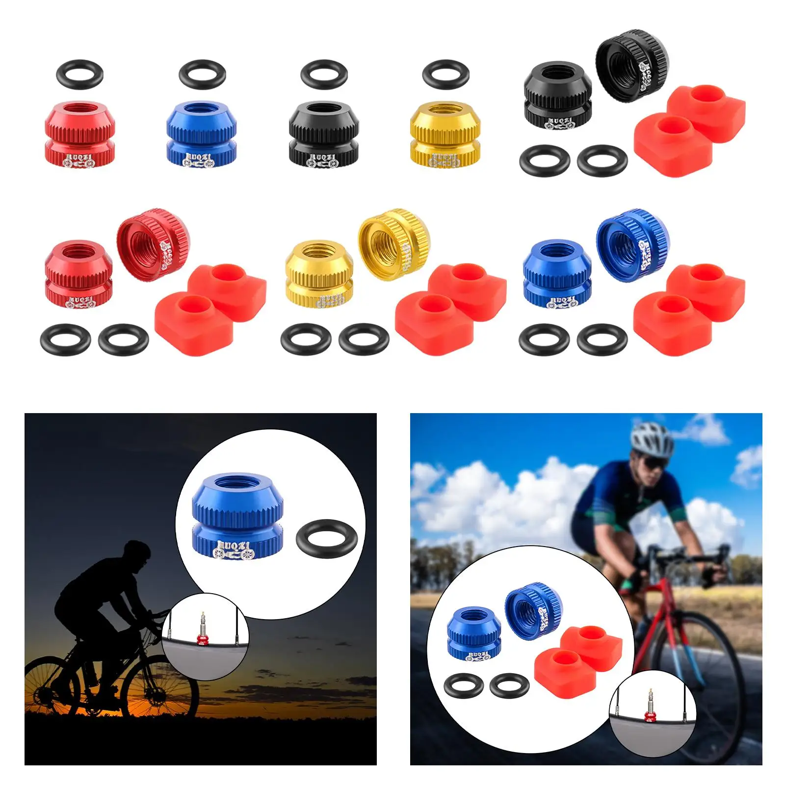 MUQZIBikeVacuumTireValveNutBicycleTubeValveCapforRoadBikes