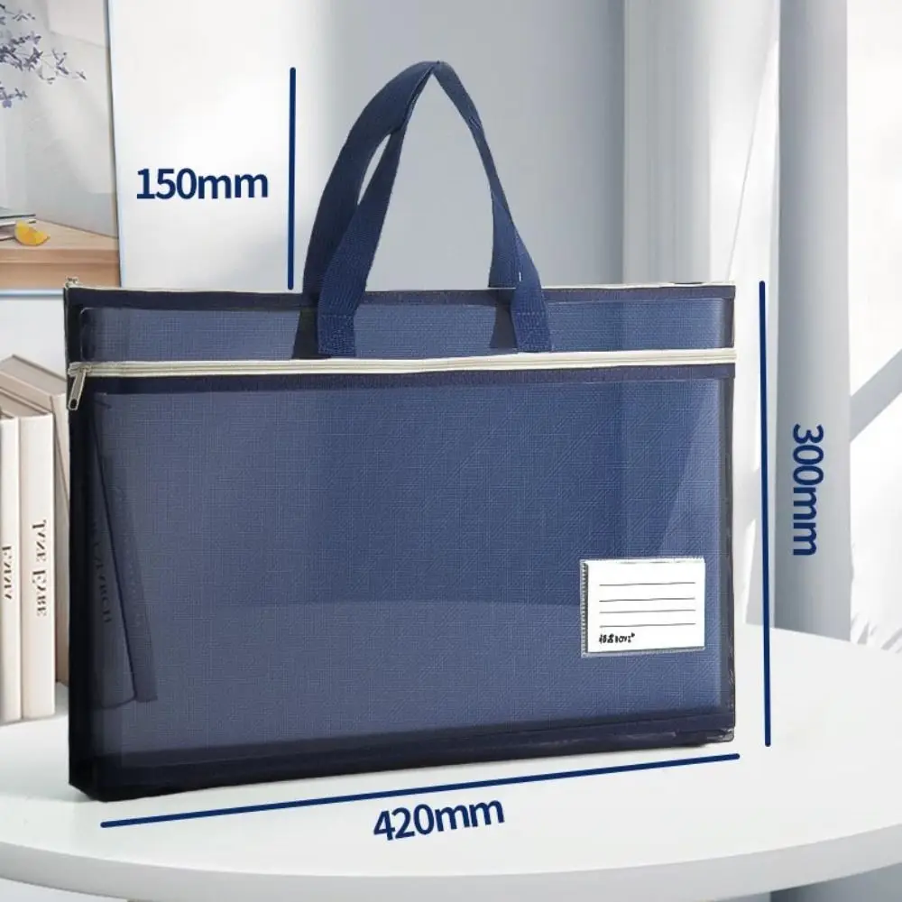 Nylon Mesh Mesh Zipper Pouch Bag Transparent A3 Transparent File Bag Large Capacity Multifunctional Document Bag