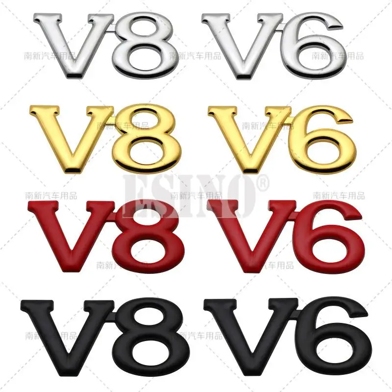 

Автомобильный Стайлинг 3D V6 V8 металлический цинковый сплав задний Багажник крыло клейкий значок задняя дверь дизайн декоративная эмблема