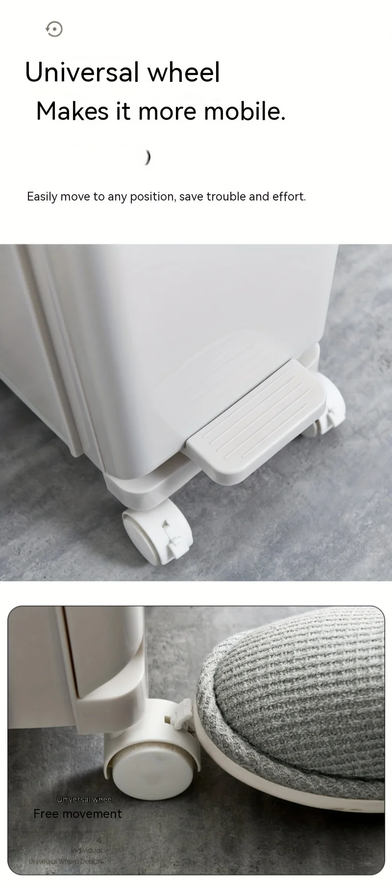 Large Dual-Compartment Trash Can - Durable Plastic Bin for DryWet Separation