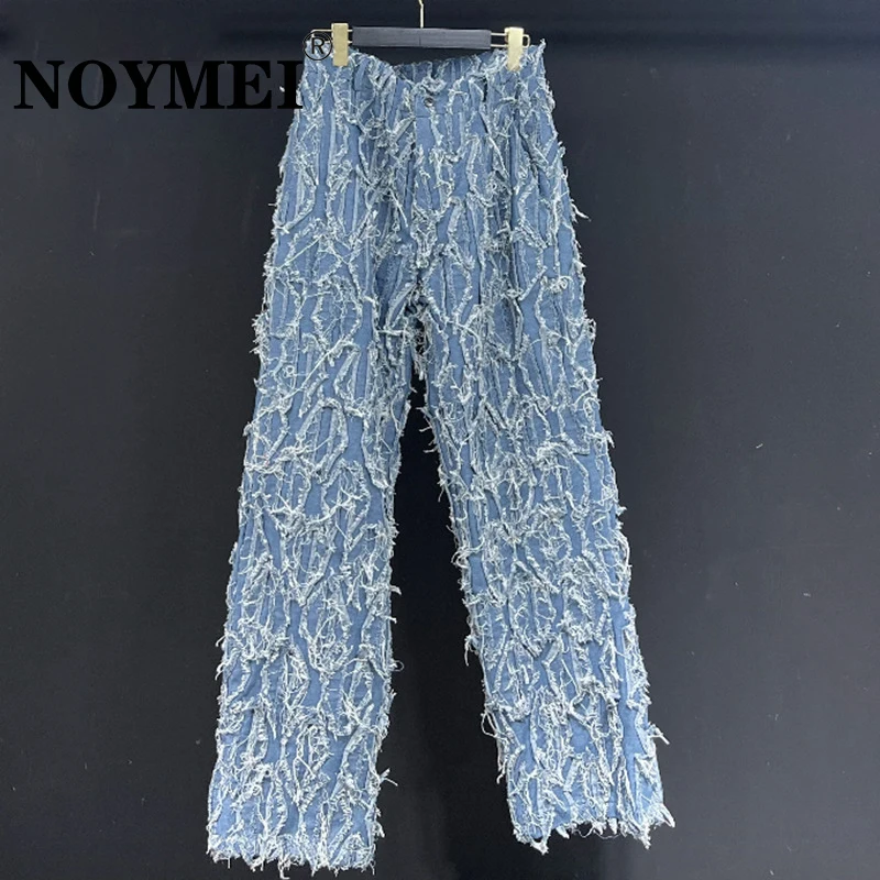 

NOYMEI Straight Fur Edge Fashion Sports High Street Autumn Men's Niche Design Wearproof Jeans High Quality Denim Trousers WA2867