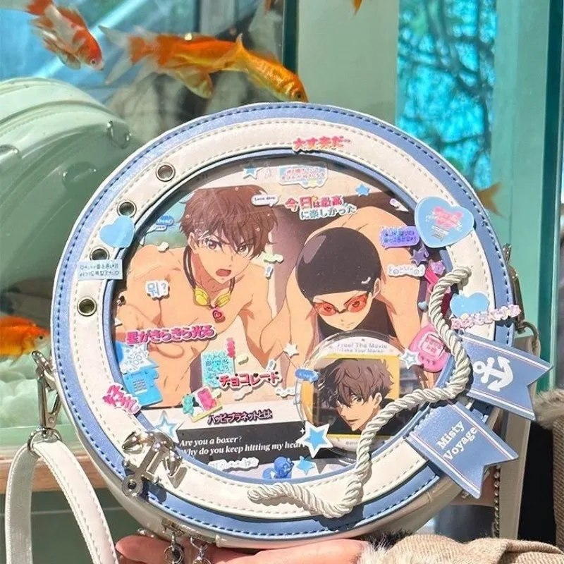 Y2k niedlichen nautischen Thema ita Tasche kawaii Mädchen transparente Umhängetasche DIY Display Rucksack Studenten Runde Umhängetasche – Detail 7